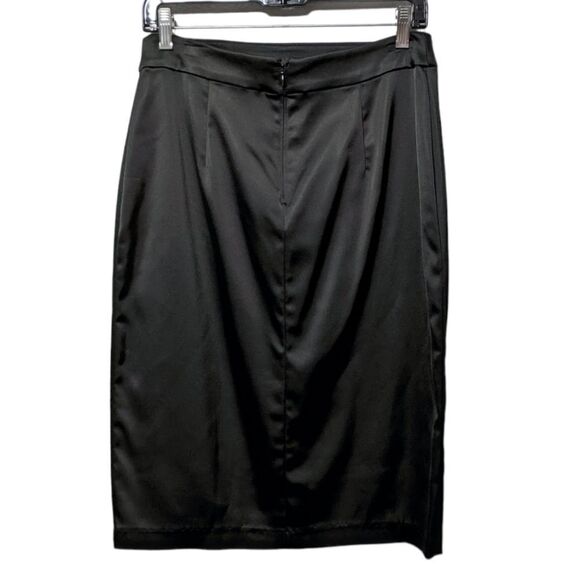 TADASHI SHOJI Stretch Satin Skirt Black 8 - Picture 4 of 6